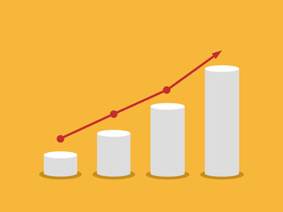 Bar chart with growth arrow