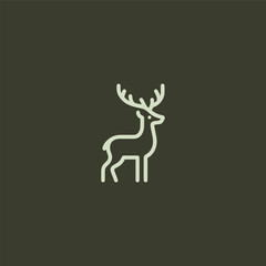Deer logo in minimalist and smooth line art style.