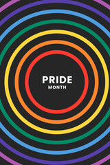 Pride Month in June. Original color symbol of gay pride concept background. LGBTQ multicolored rainbow gay flag, high resolution poster vertical