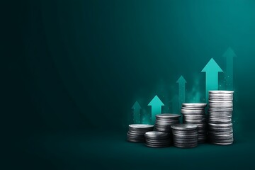 Growing Stacks of Coins Illustrating Financial Growth and Investment Success