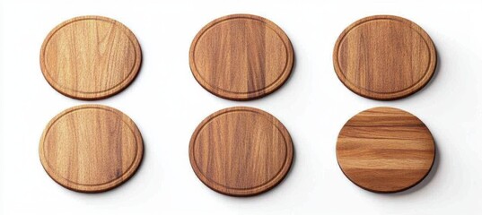 Wooden Coasters Set on White Background for Home Decor and Events