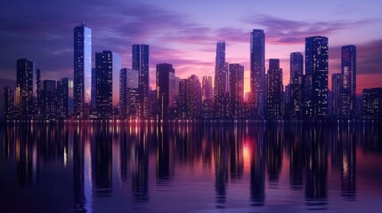 Obraz premium Reflective skyscrapers, business office buildings.