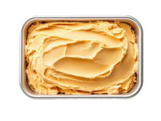 Creamy caramel ice cream delight for summer treats and desserts on a transparent background, cut out