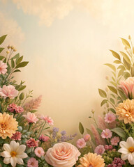 Floral Minimalist Background with Vintage 3D Design Aesthetic