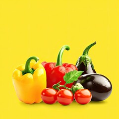 Fresh Vegetables on Yellow Background (1)