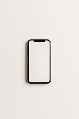 Black Smartphone with Blank White Screen on White Background