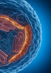 Cellular Inferno: 3D Render of Mitochondria Energy