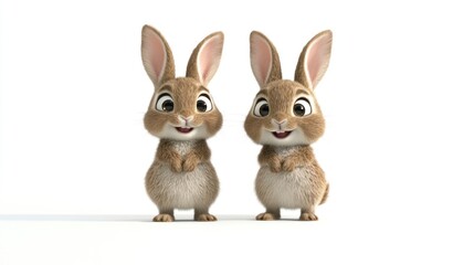 Fototapeta premium Adorable Pair of Cartoon Bunnies