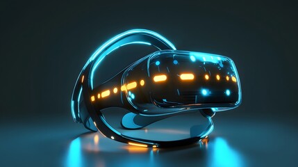 Futuristic virtual reality headset in dynamic lighting.