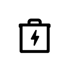 Obraz premium Solar battery icon symbolizing renewable energy, black and white design