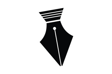 Fountain Pen nib Icon. Fountain Pen tip line writing Icon on white background.