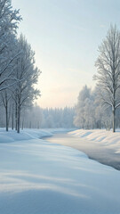 Snowy Minimalist Background with Quiet 3D Design Aesthetic