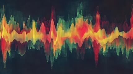 Abstract representation of text transforming into images through digital waveforms