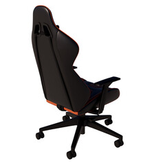 Gaming Chair E-sport isolated. Black and Orange Gaming Chair. Back views