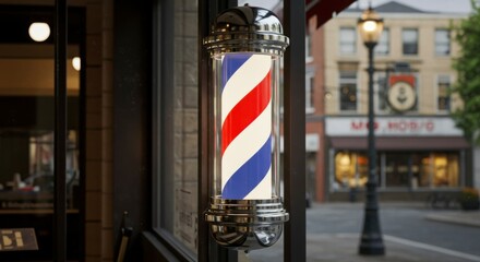 Classic barber shop sign on a building exterior