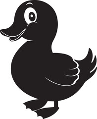 Stylized Black Silhouette of a Duck in Vector