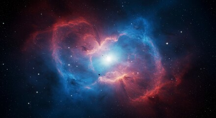 Cosmic nebula with vibrant colors and star at the center