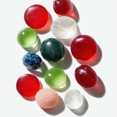 Colorful Candy Buttons on White Background