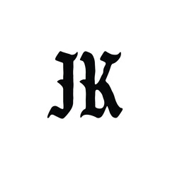 JK monogram logo design letter text name symbol monochrome logotype alphabet character simple logo