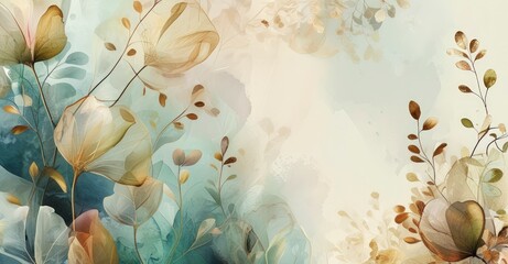 Abstract floral grunge texture on old paper evokes a vintage watercolor spring art illustration