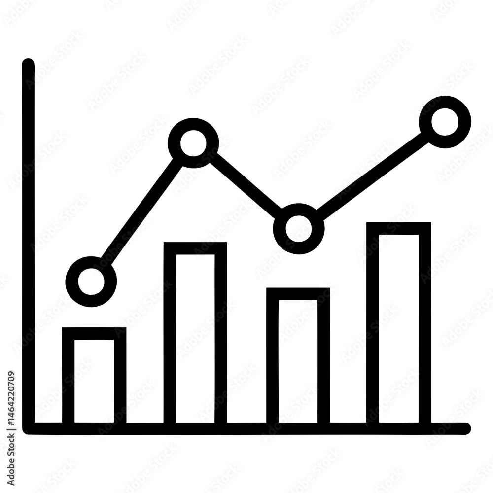 Poster bar and line chart for data analysis and business intelligence reporting and financial performance m