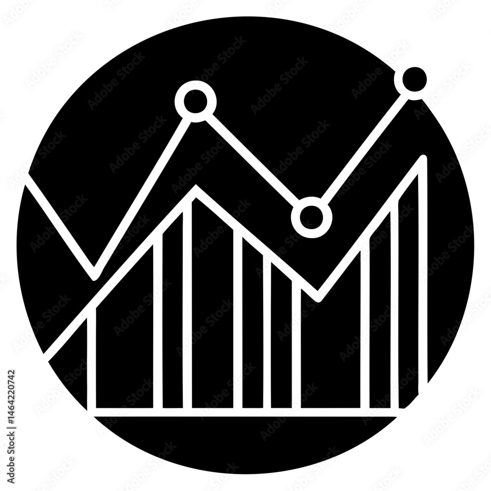 Poster stock market analysis chart with line graph and bar graph for financial data visualization and trend