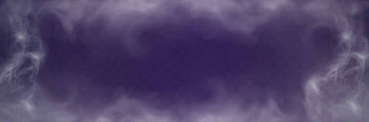 Realistic white smoke on transparent background with soft swirling effect, misty fog, and airy vapor for design projects.
