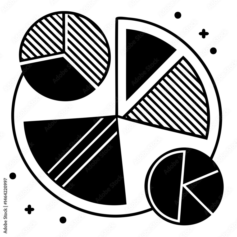 Poster pie chart infographic design template for data analysis and presentation of business statistics resu