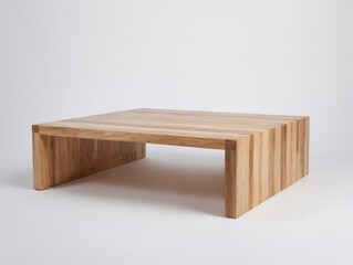 Minimalist wooden coffee table, crafted oak centerpiece furniture object
