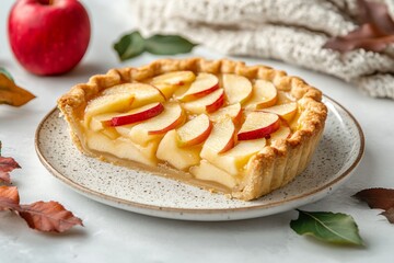 Delicious Homemade Apple Tart Autumn Dessert Sweet Baked Treat Fall Flavors Rustic Style