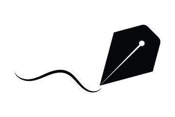 hand drawn writing and lettering fountain nib pen icon on white background.