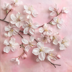 Obraz premium Blooming cherry blossoms nature floral art pastel palette serene view elegant aesthetic