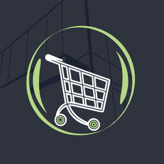 Modern Shopping Cart Logo for E-commerce and Retail Business.