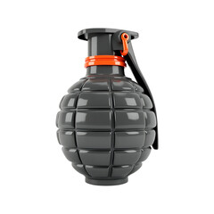 Fototapeta premium 3D Render of a Realistic Grenade with Orange Pin and Safety Lever on Transparent Background
