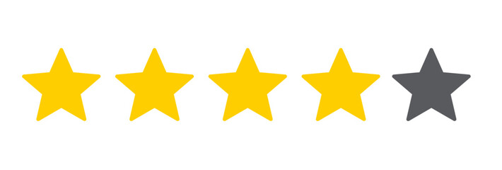 Four stars customer product rating review flat icon for apps and websites.