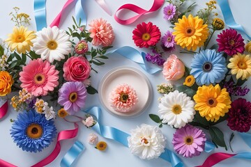 Colorful Flowers and Ribbons for a Joyful Baby Shower Celebration
