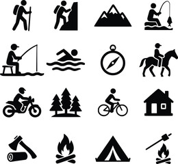 Outdoor Adventure and Camping Icons Set