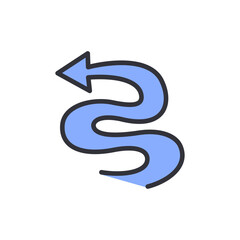 A Winding Path: Creative Blue Arrow Illustration on a White Background