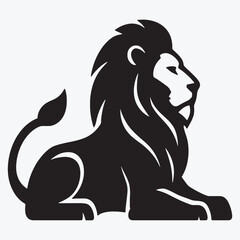 Lion's Icon or Logo silhouette Vector Image with white background