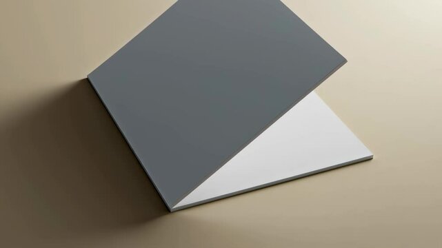 Blank white square paper on beige surface. Mockup empty sheet for message, advertise. Minimalist paper background for flat lay composition and office stationery.