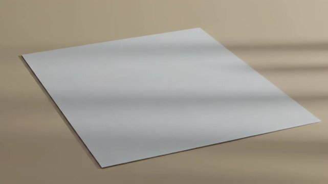 White square paper on neutral background with window shadows. Minimalist blank stationery mockup for invitation card, flyer design, advertising billboard.