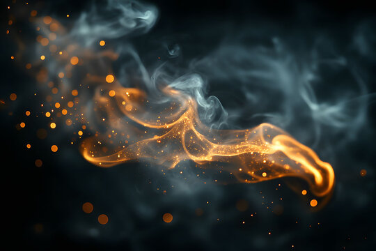 Enchanting Swirl of Golden Smoke and Particles for Mystical Design Background - Powered by Adobe