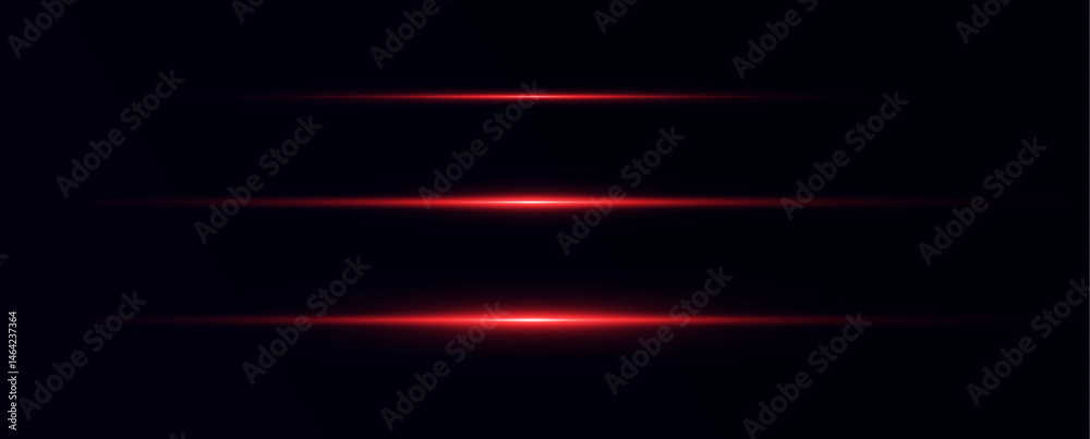 Poster glowing horizontal red light line with radiant shine and beam effect. futuristic flare, and neon glo