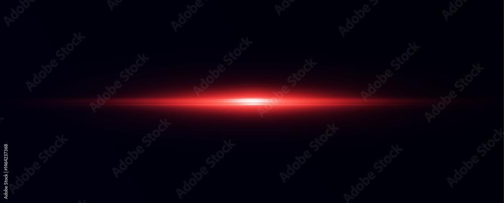 Poster glowing horizontal red light line with radiant shine and beam effect. futuristic flare, and neon glo