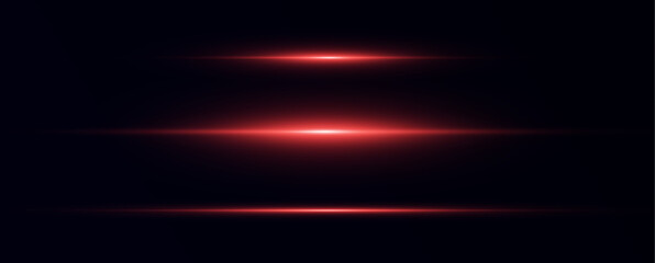  Glowing horizontal red light line with radiant shine and beam effect. Futuristic  flare, and neon glow.  digital highlights. 