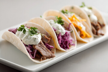 beautifully arranged plate of traditional tacos featuring fresh ingredients and minimalist presentation