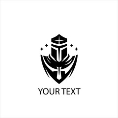 Templar Knight Vector Logo Silhouette Isolated on White Background