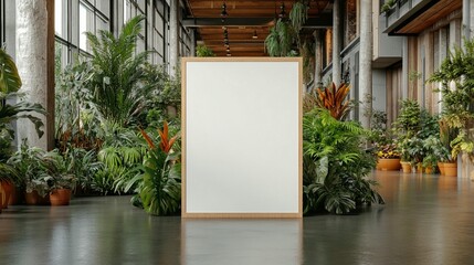 Blank Sign in Lush Indoor Garden