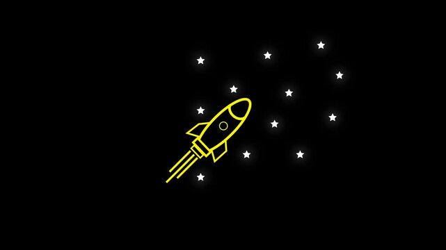 rocket-black-silhouette-white-background. Space ship vector icon on white ship vector icon. rocket illustration symbol.  logo, 4k video