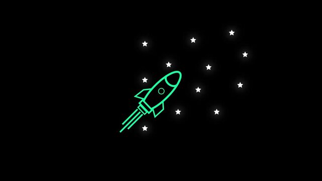 rocket-black-silhouette-white-background. Space ship vector icon on white ship vector icon. rocket illustration symbol.  logo, 4k video